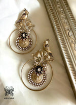 Load image into Gallery viewer, Antique Bird Motif Statement Hoop Earrings