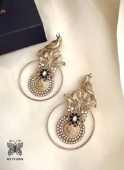 Antique Bird Motif Statement Hoop Earrings