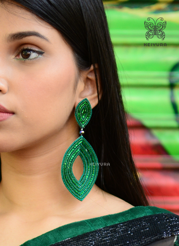 Retro-Earrings-(Green)